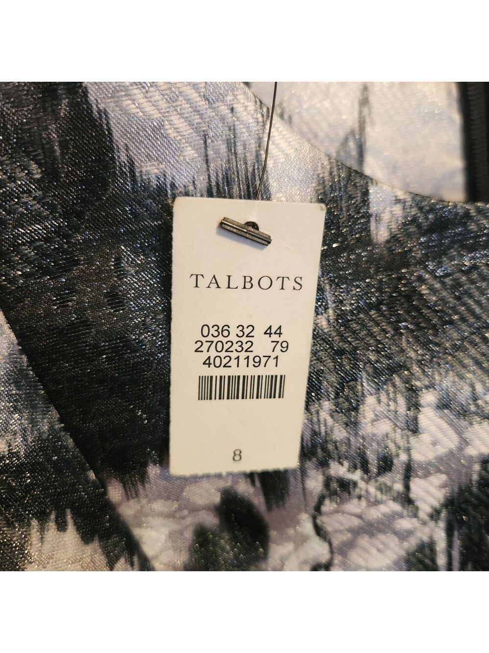 Talbots Black White Silver Fit and Flare Dress Size 8 NWT - Picture 7 of 8